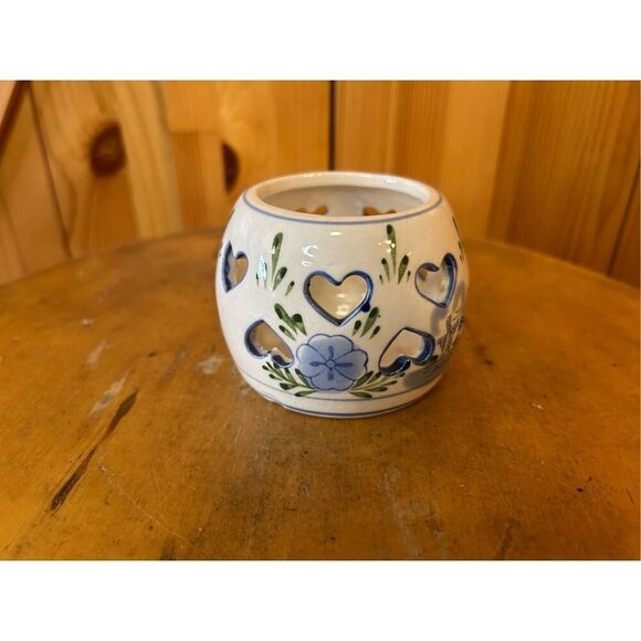 Delft Blue Tea Light Candle Holder Windmill Hearts Hand Painted Dutch Votive Hol - Picture 2 of 7